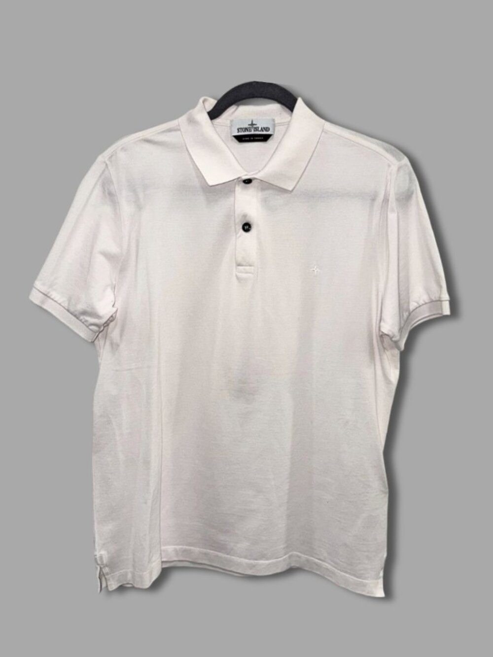 STONE ISLAND OFF WHITE CHEST LOGO SLIM POLO SHIRT